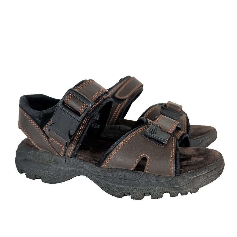 Route 66 Sporty Sandal Brown Leather Men Size 7 EU 40.5 Hook Loop Clasp Hike